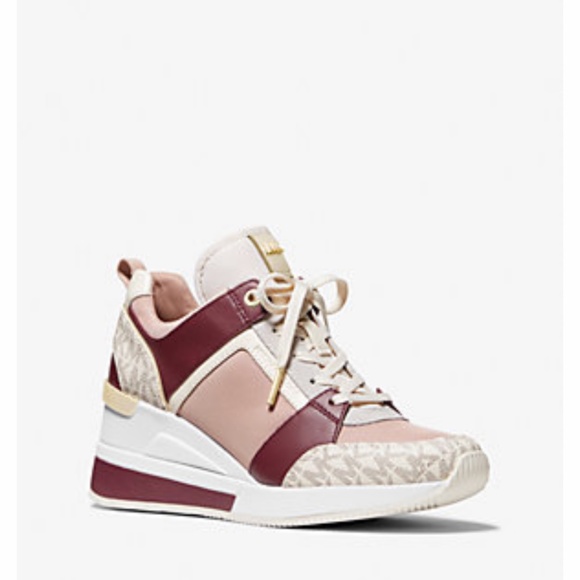 MICHAEL Michael Kors Shoes - 🔥MK wedge tennis shoe worn once size 8 Maroon, light pink and white
